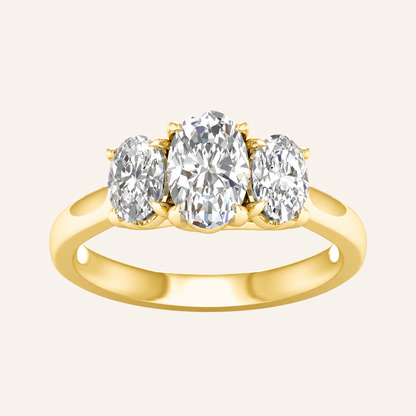 2CT Oval Cut Lab Grown Diamond Three Stone Ring