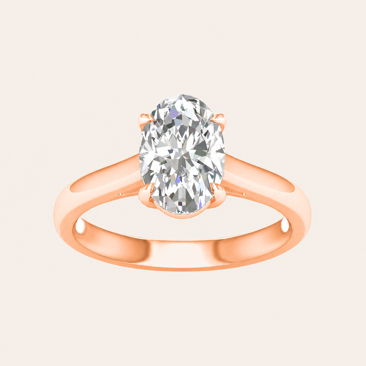 2CT Oval Cut Lab Grown Diamond Solitaire Ring