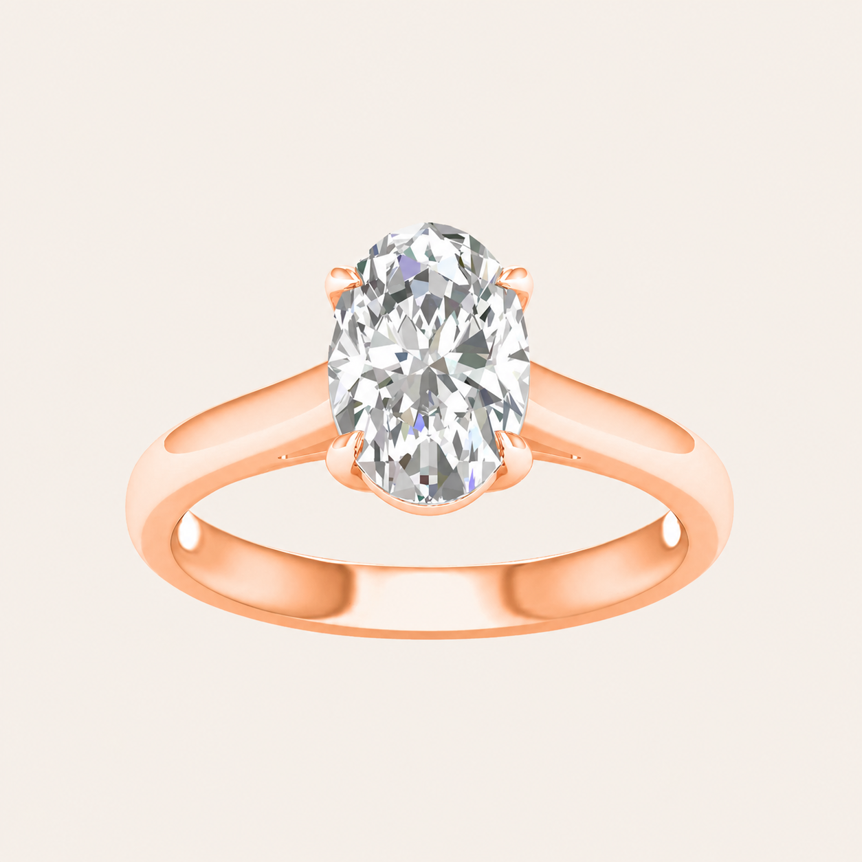 2CT Oval Cut Lab Grown Diamond Solitaire Ring