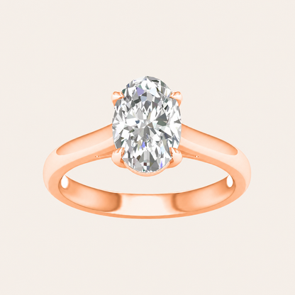 2CT Oval Cut Lab Grown Diamond Solitaire Ring