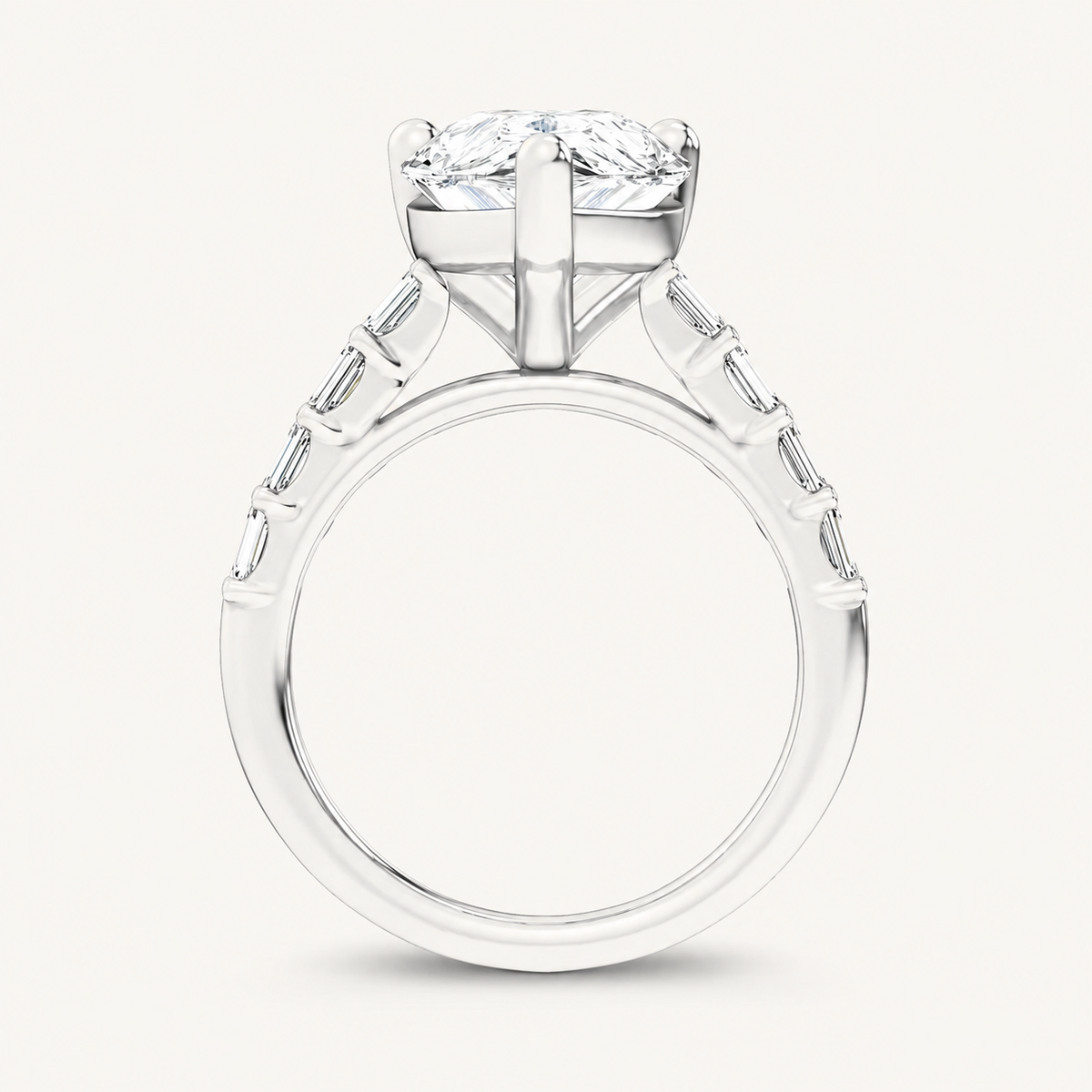 5.72CT Pear Cut Certified Lab Grown Diamond Side Stone Ring