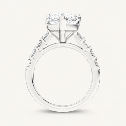 5.72CT Pear Cut Certified Lab Grown Diamond Side Stone Ring