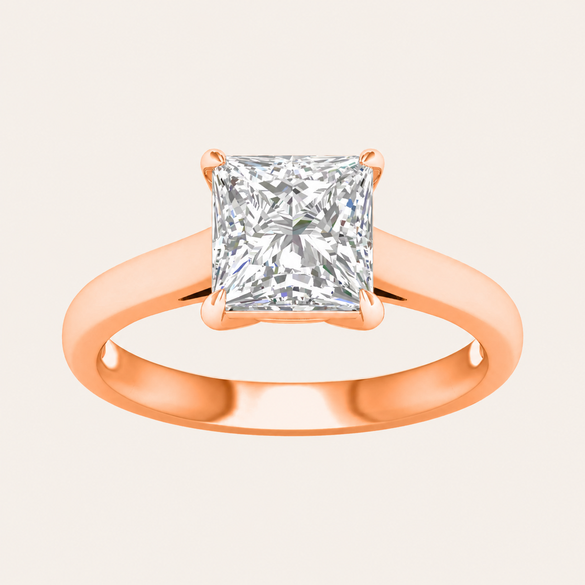 2CT Princess Cut Lab Grown Diamond Solitaire Ring