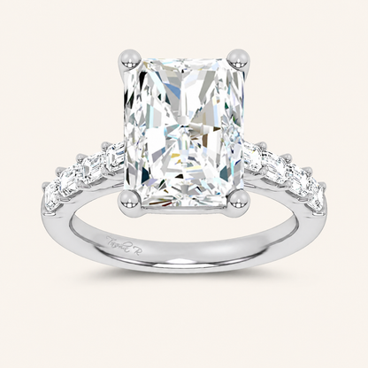 5.72CT Radiant Cut Certified Lab Grown Diamond Side Stone Ring