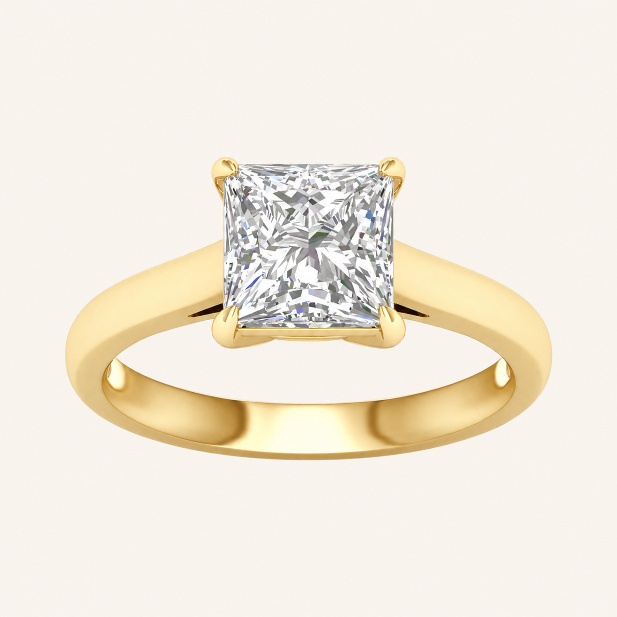 2CT Princess Cut Lab Grown Diamond Solitaire Ring
