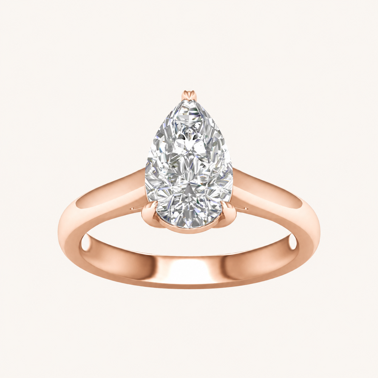 2CT Pear Cut Lab Grown Diamond Solitaire Ring