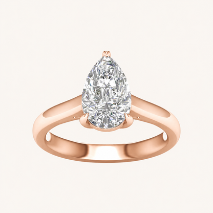 2CT Pear Cut Lab Grown Diamond Solitaire Ring