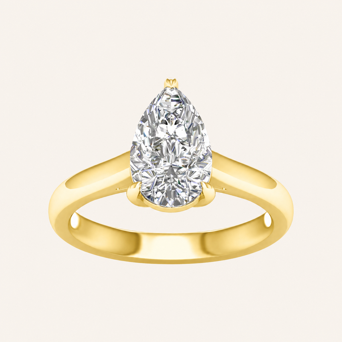 2CT Pear Cut Lab Grown Diamond Solitaire Ring