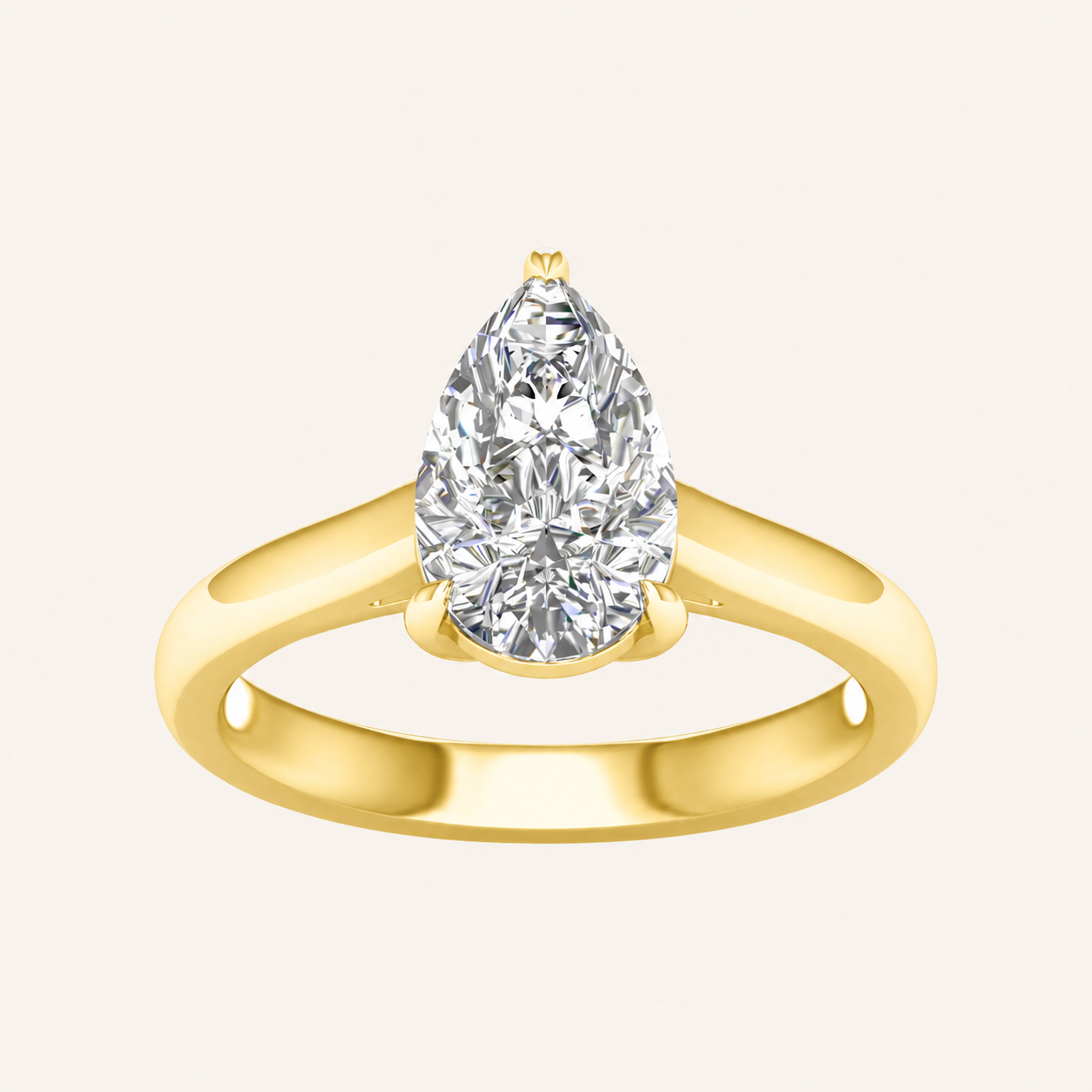2CT Pear Cut Lab Grown Diamond Solitaire Ring
