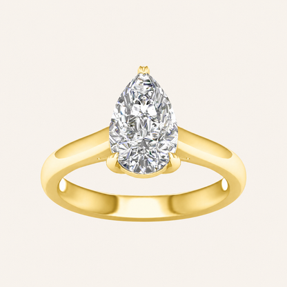 2CT Pear Cut Lab Grown Diamond Solitaire Ring