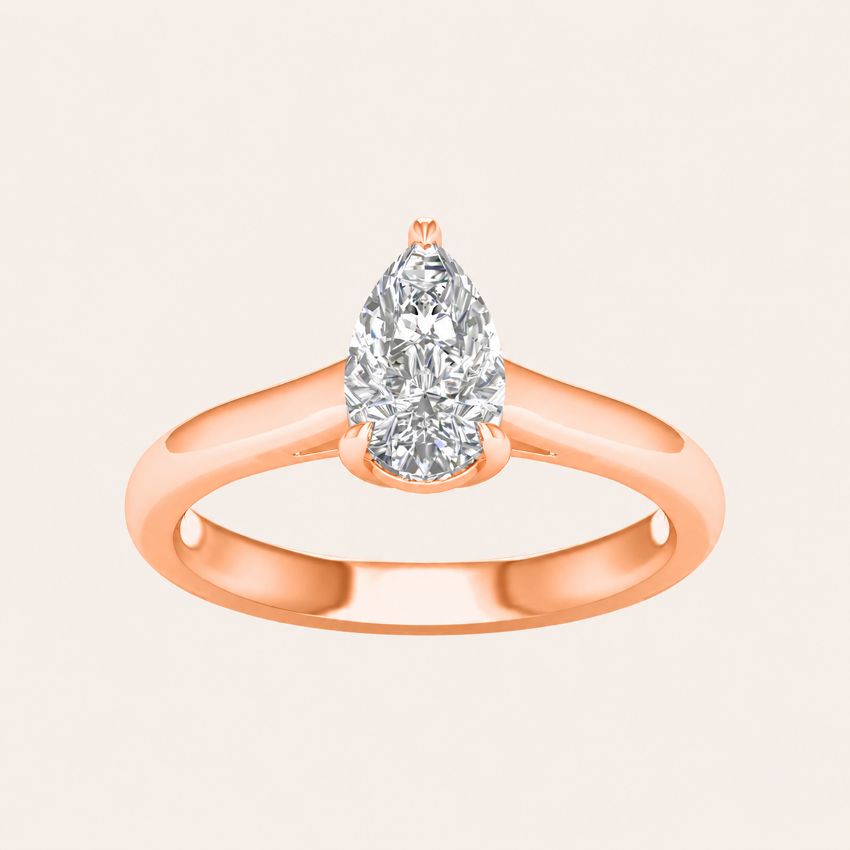 1.00CT Pear Cut Lab Grown Diamond Solitaire Engagement Ring