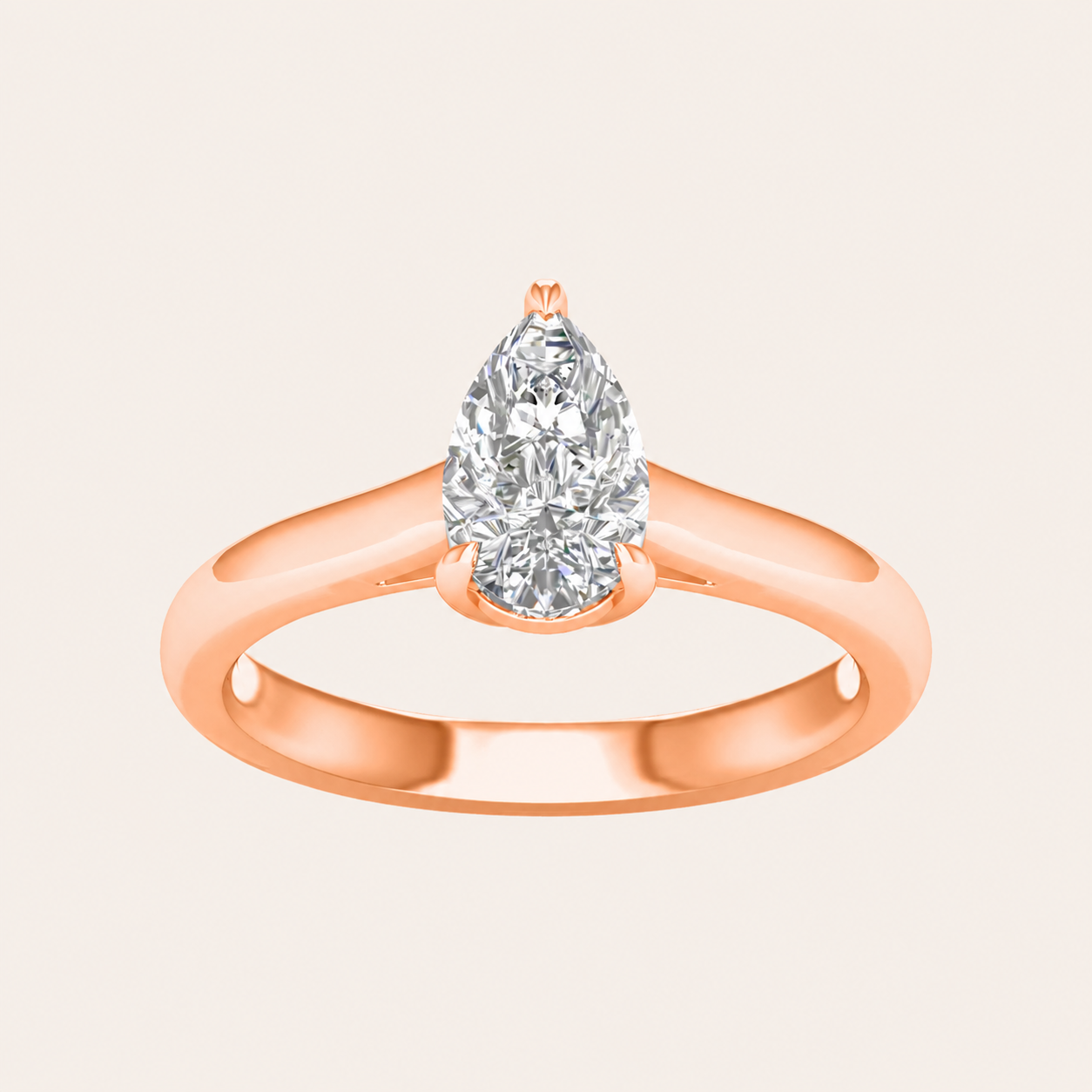 1.00CT Pear Cut Lab Grown Diamond Solitaire Engagement Ring