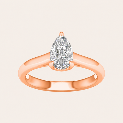 1.00CT Pear Cut Lab Grown Diamond Solitaire Engagement Ring