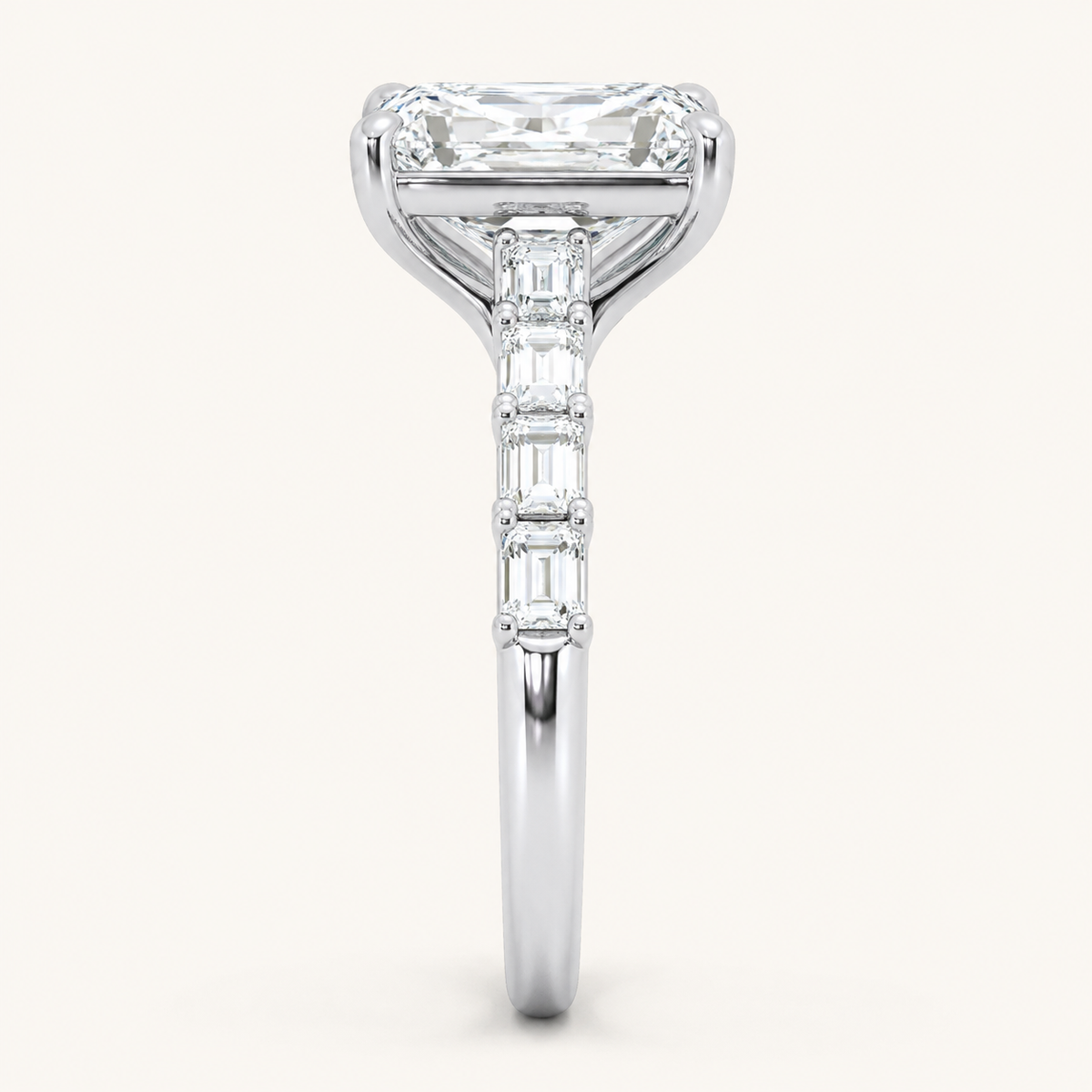 5.72CT Radiant Cut Certified Lab Grown Diamond Side Stone Ring