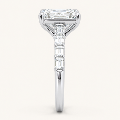 5.72CT Radiant Cut Certified Lab Grown Diamond Side Stone Ring