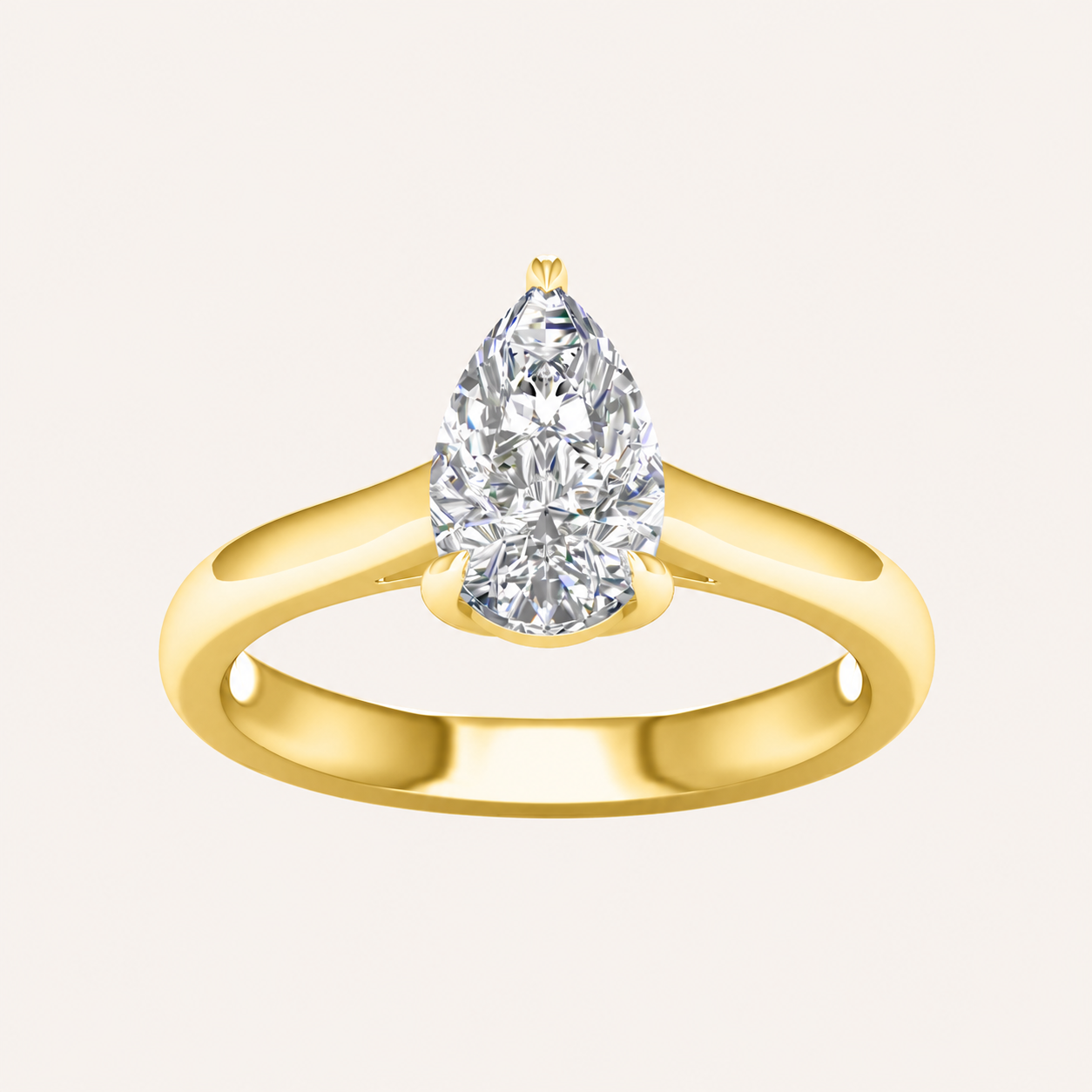 1.00CT Pear Cut Lab Grown Diamond Solitaire Engagement Ring