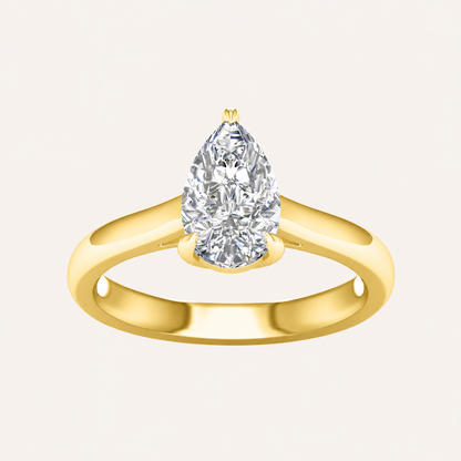 1.00CT Pear Cut Lab Grown Diamond Solitaire Engagement Ring
