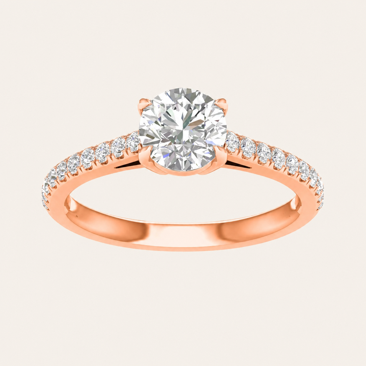 1.25CT Round Cut Lab Grown Diamond Side Stone Ring