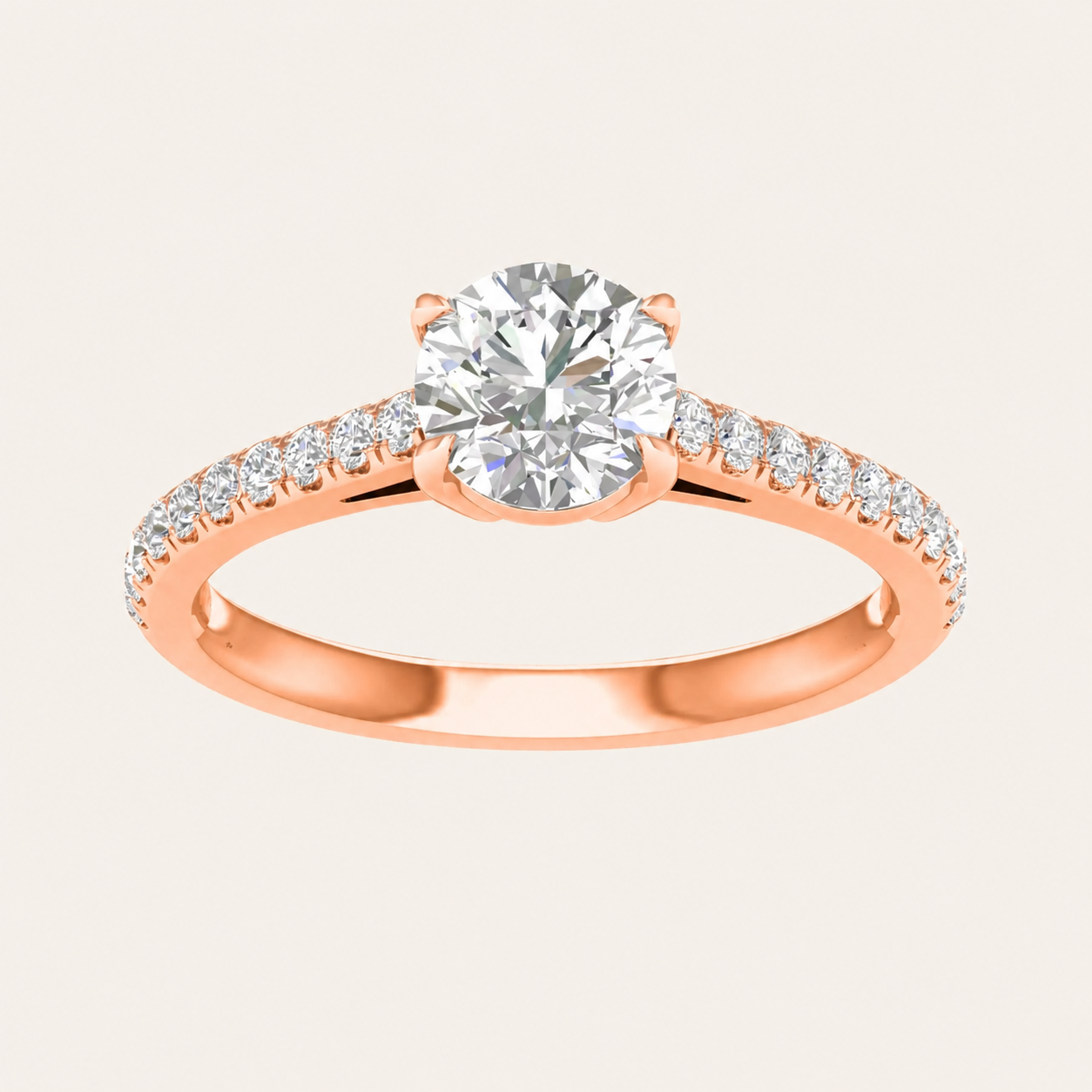 1.25CT Round Cut Lab Grown Diamond Side Stone Ring