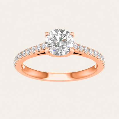 1.25CT Round Cut Lab Grown Diamond Side Stone Ring