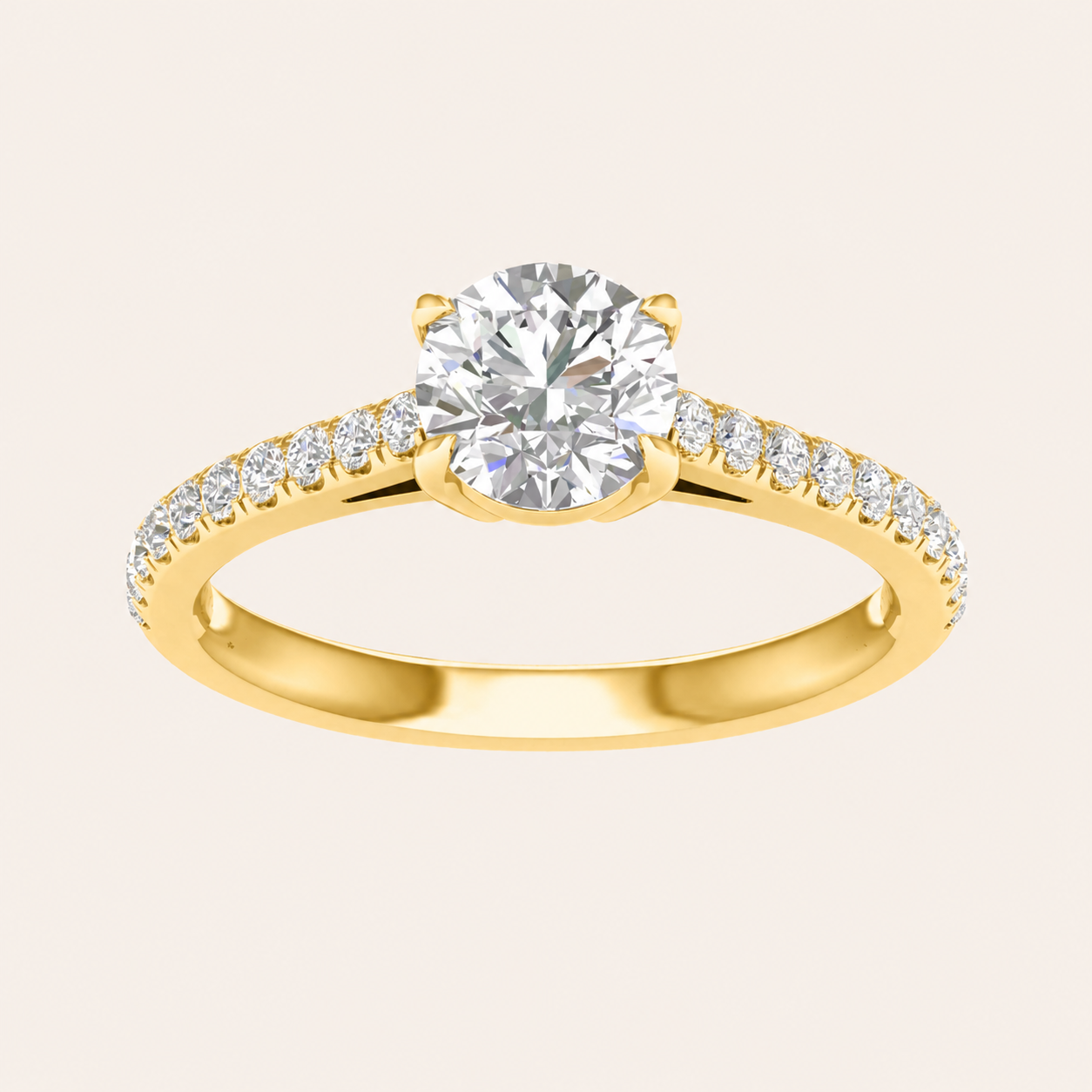 1.25CT Round Cut Lab Grown Diamond Side Stone Ring
