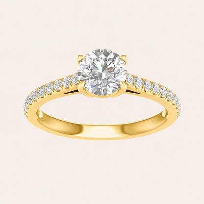 1.25CT Round Cut Lab Grown Diamond Side Stone Ring