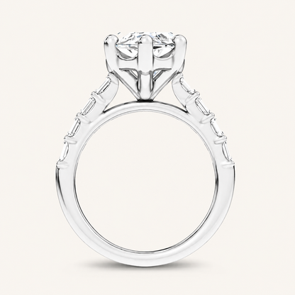 5.72CT Marquise Cut Certified Lab Grown Diamond Side Stone Ring