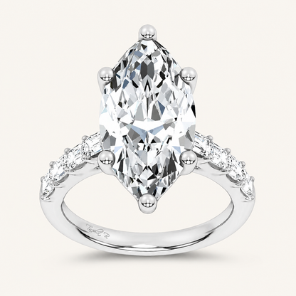 5.72CT Marquise Cut Certified Lab Grown Diamond Side Stone Ring