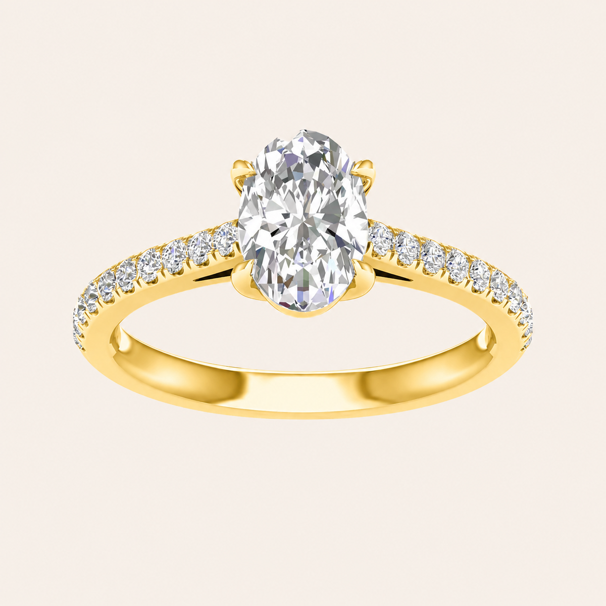 1.25CT Oval Cut Lab Grown Diamond Side Stone Ring