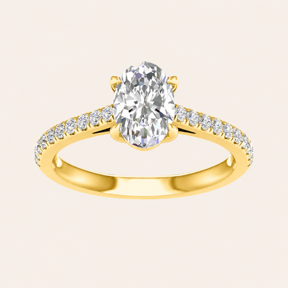 1.25CT Oval Cut Lab Grown Diamond Side Stone Ring