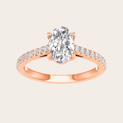 1.25CT Oval Cut Lab Grown Diamond Side Stone Ring