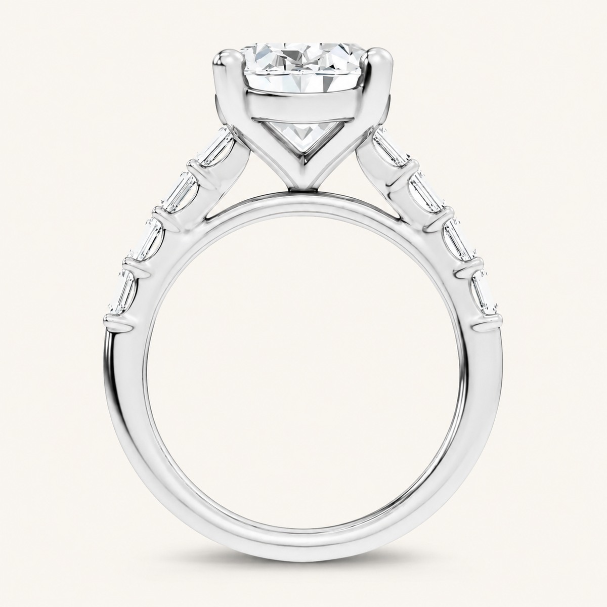 5.72CT Oval Cut Certified Lab Grown Diamond Side Stone Ring
