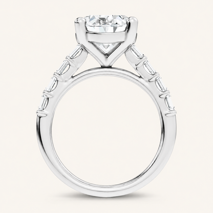 5.72CT Oval Cut Certified Lab Grown Diamond Side Stone Ring