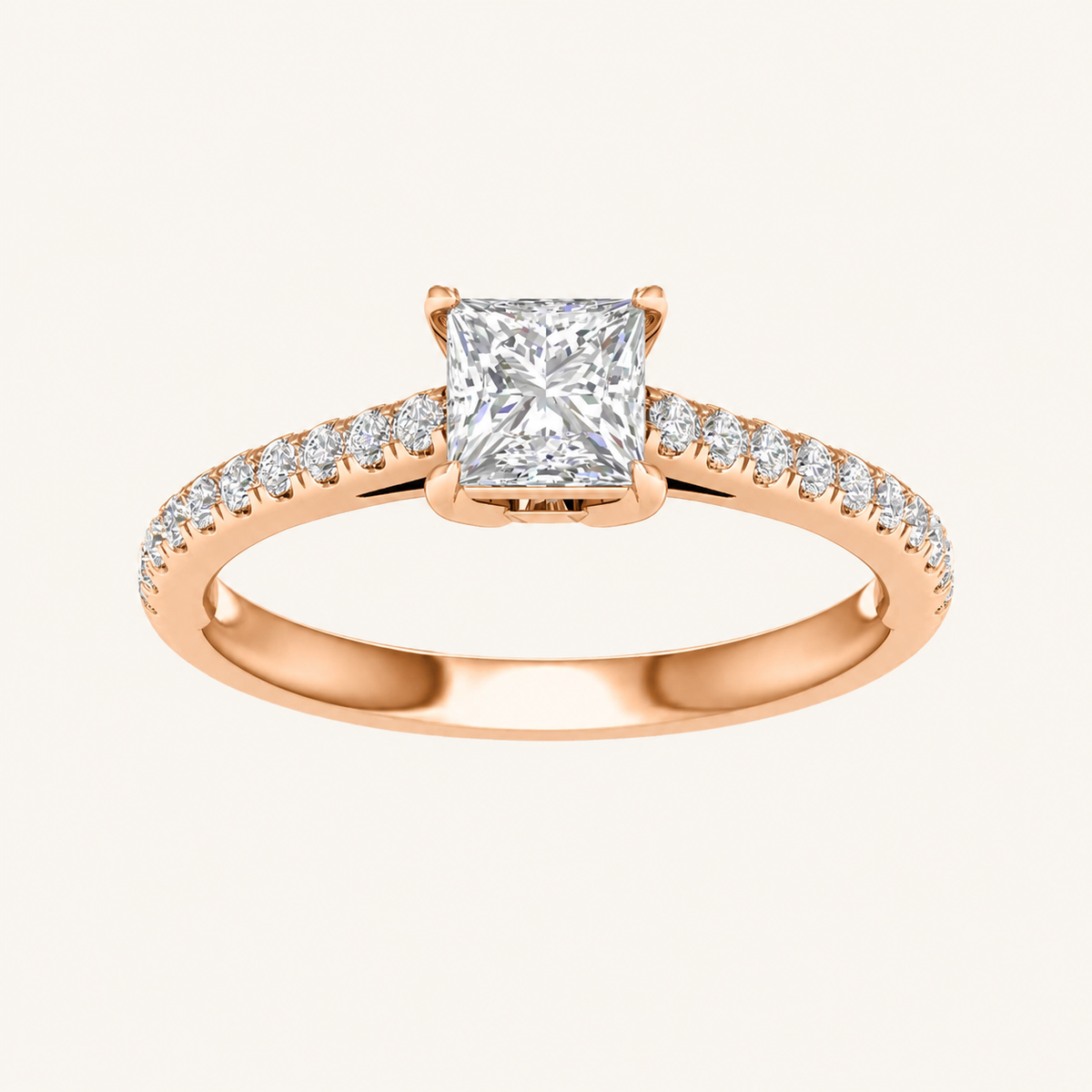 1.25CT Princess Cut Lab Grown Diamond Side Stone Ring