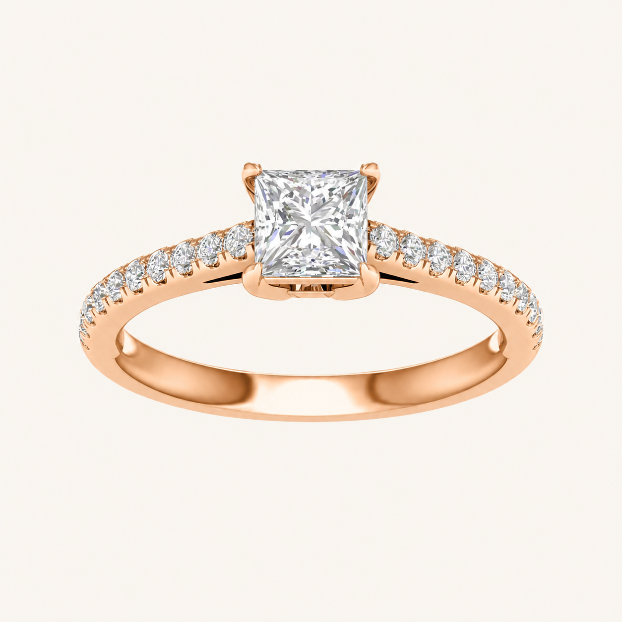 1.25CT Princess Cut Lab Grown Diamond Side Stone Ring