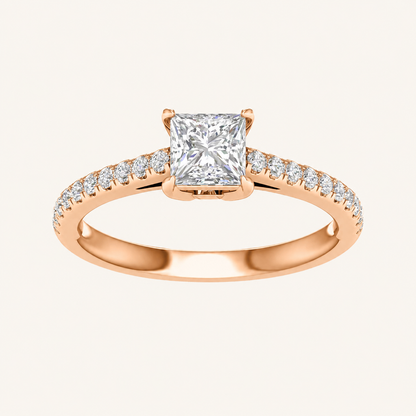 1.25CT Princess Cut Lab Grown Diamond Side Stone Ring