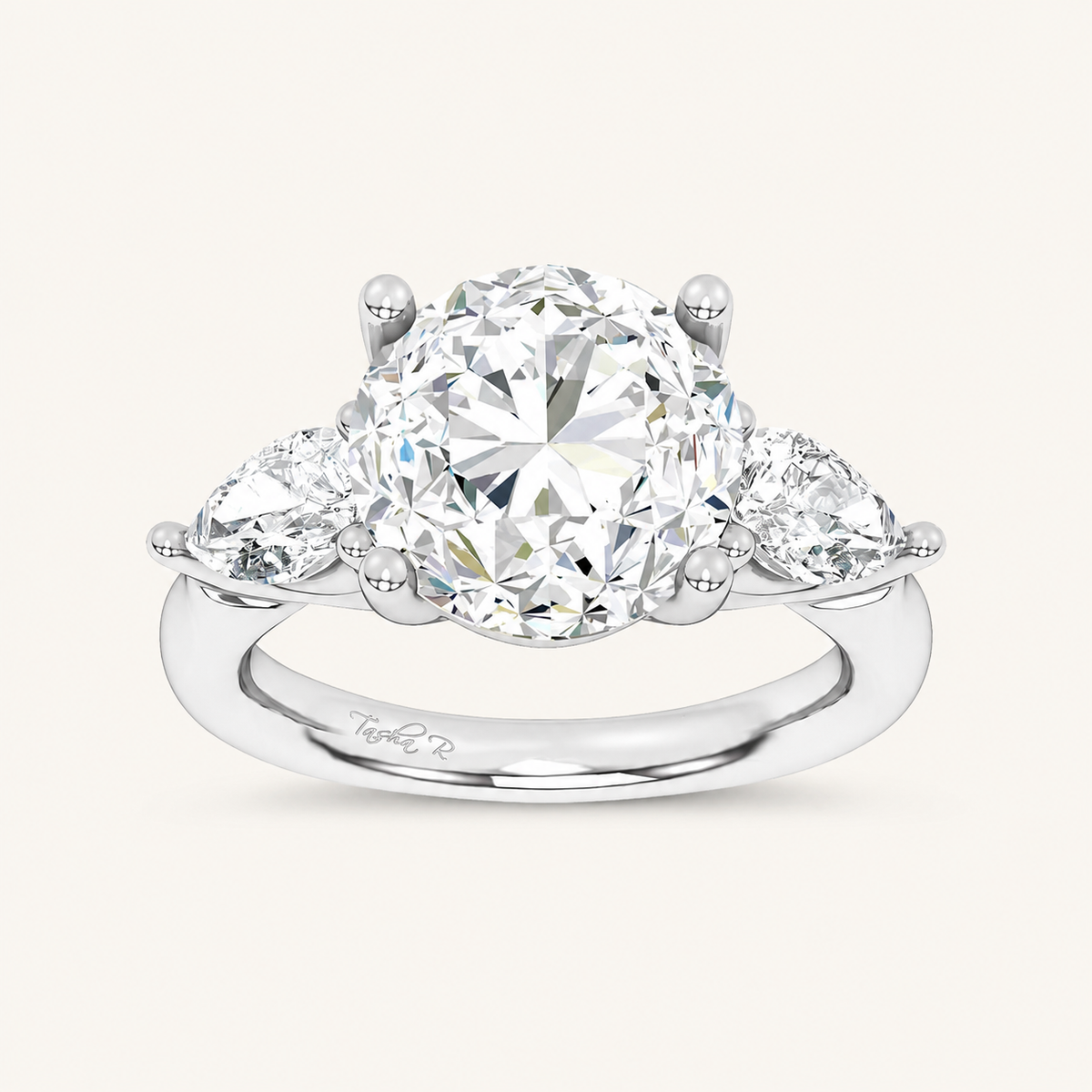 6CT Round Cut Certified Lab Grown Diamond Three Stone Ring