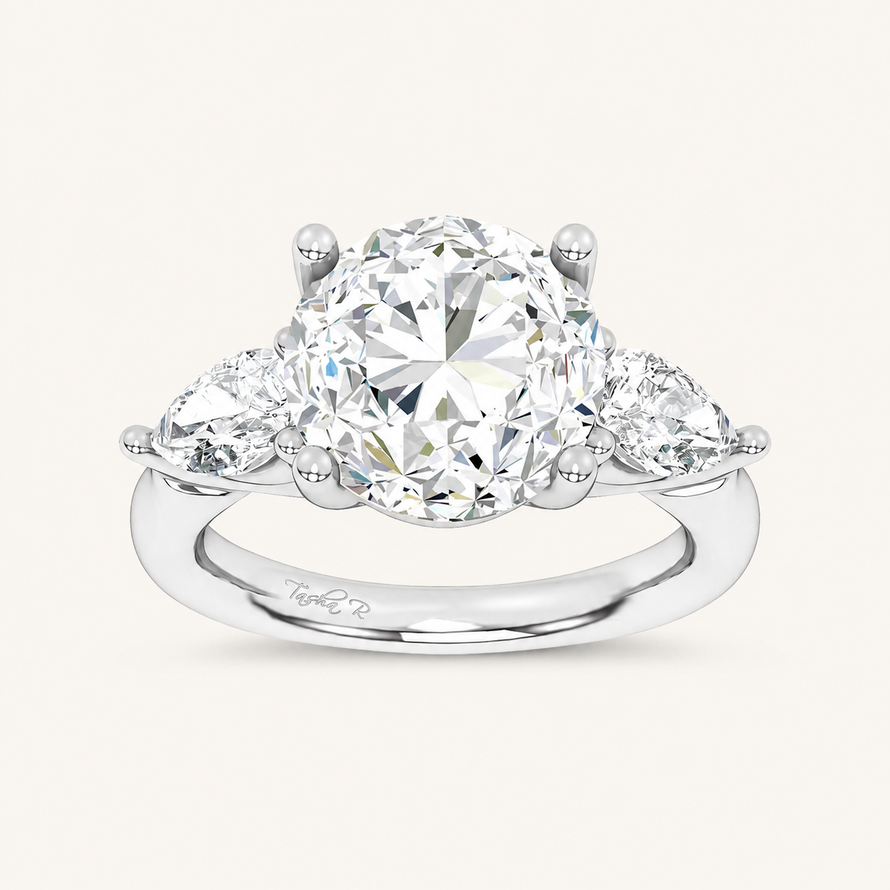 6CT Round Cut Certified Lab Grown Diamond Three Stone Ring
