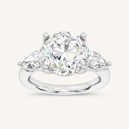 6CT Round Cut Certified Lab Grown Diamond Three Stone Ring