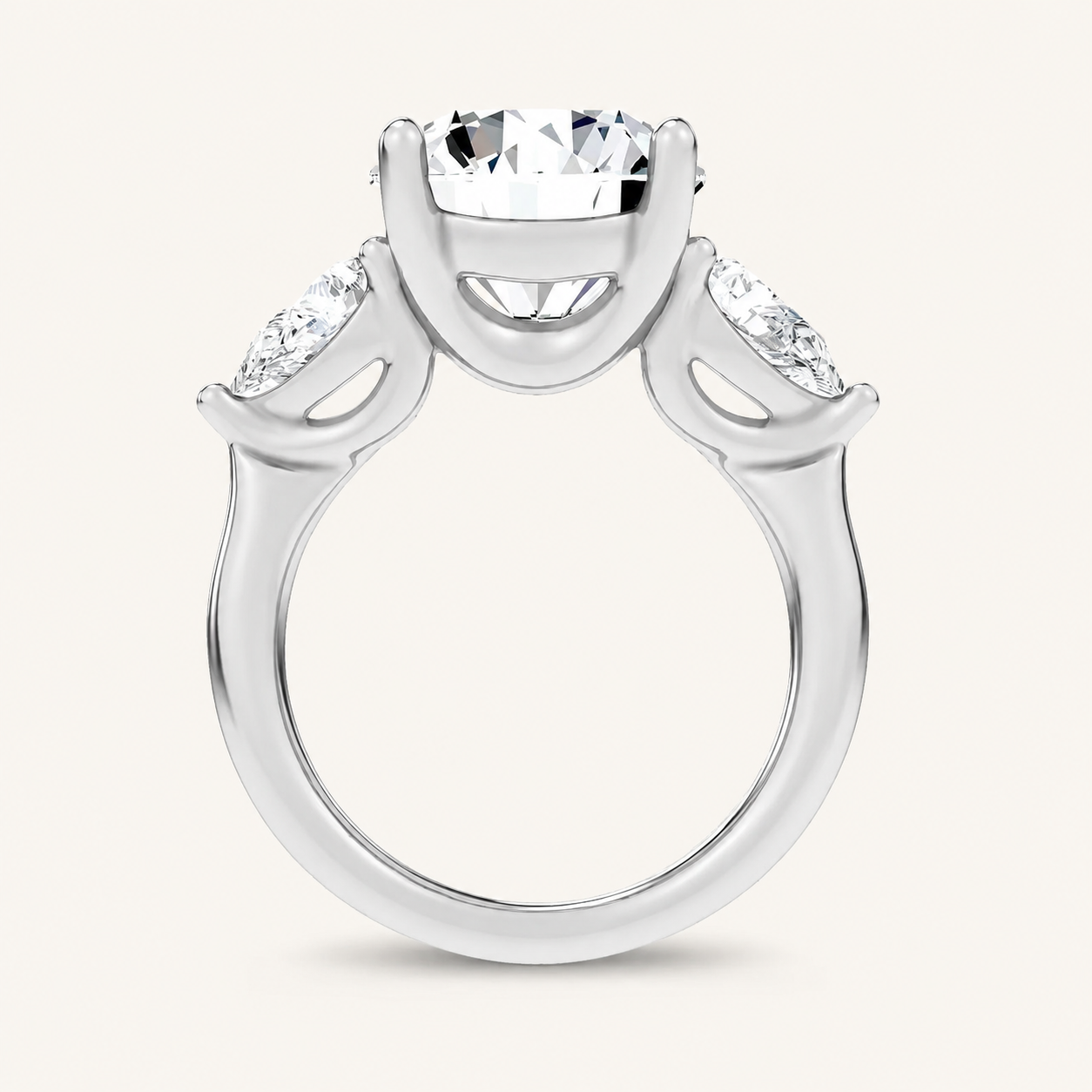 6CT Round Cut Certified Lab Grown Diamond Three Stone Ring