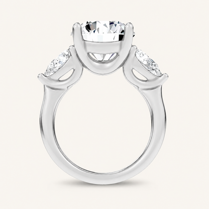 6CT Round Cut Certified Lab Grown Diamond Three Stone Ring