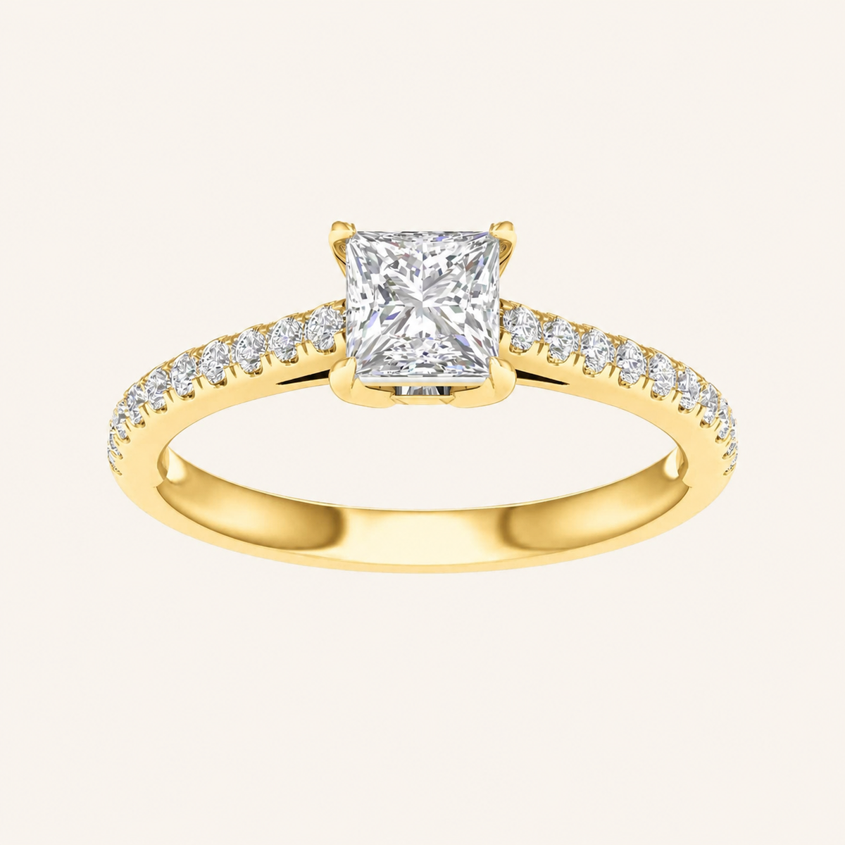 1.25CT Princess Cut Lab Grown Diamond Side Stone Ring