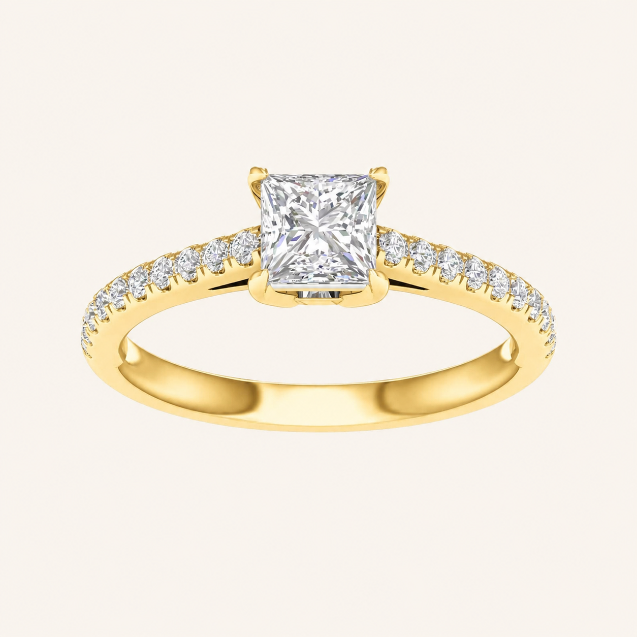 1.25CT Princess Cut Lab Grown Diamond Side Stone Ring