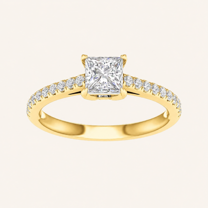 1.25CT Princess Cut Lab Grown Diamond Side Stone Ring