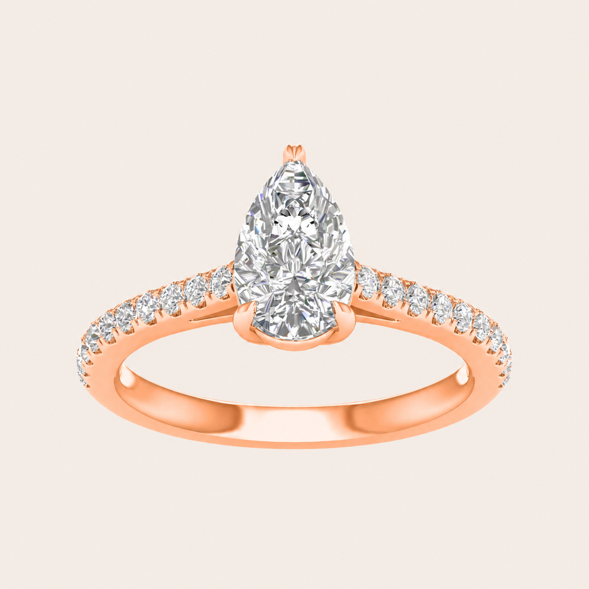 1.25CT Pear Cut Lab Grown Diamond Solitaire Ring