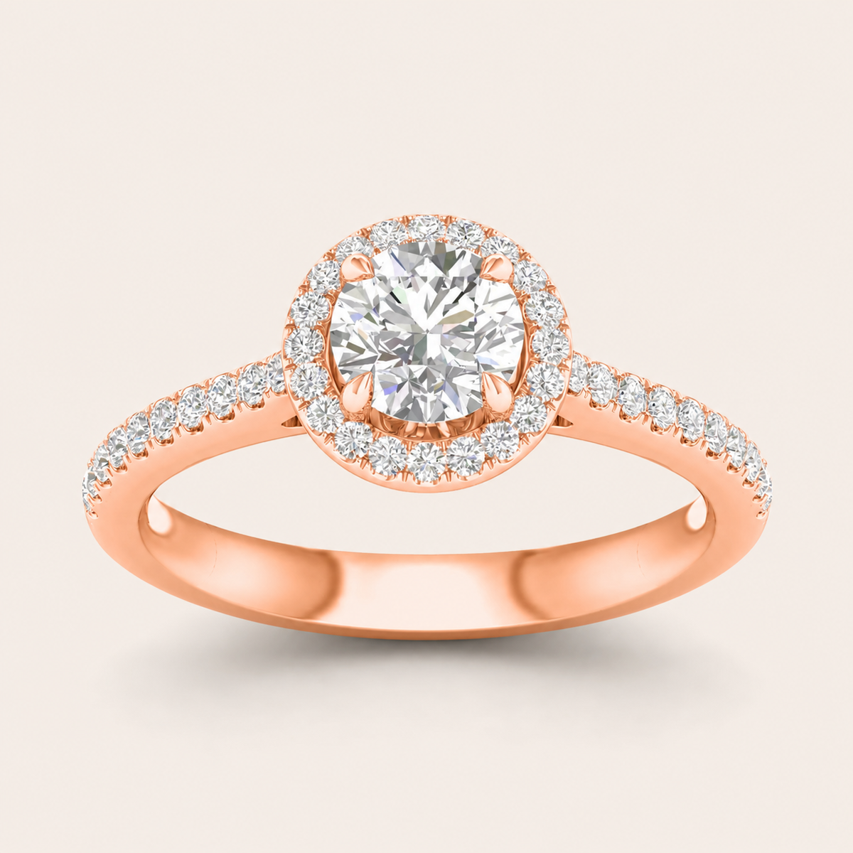 1.25CT Round Cut Lab Grown Diamond Halo Ring