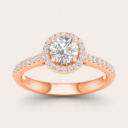 1.25CT Round Cut Lab Grown Diamond Halo Ring