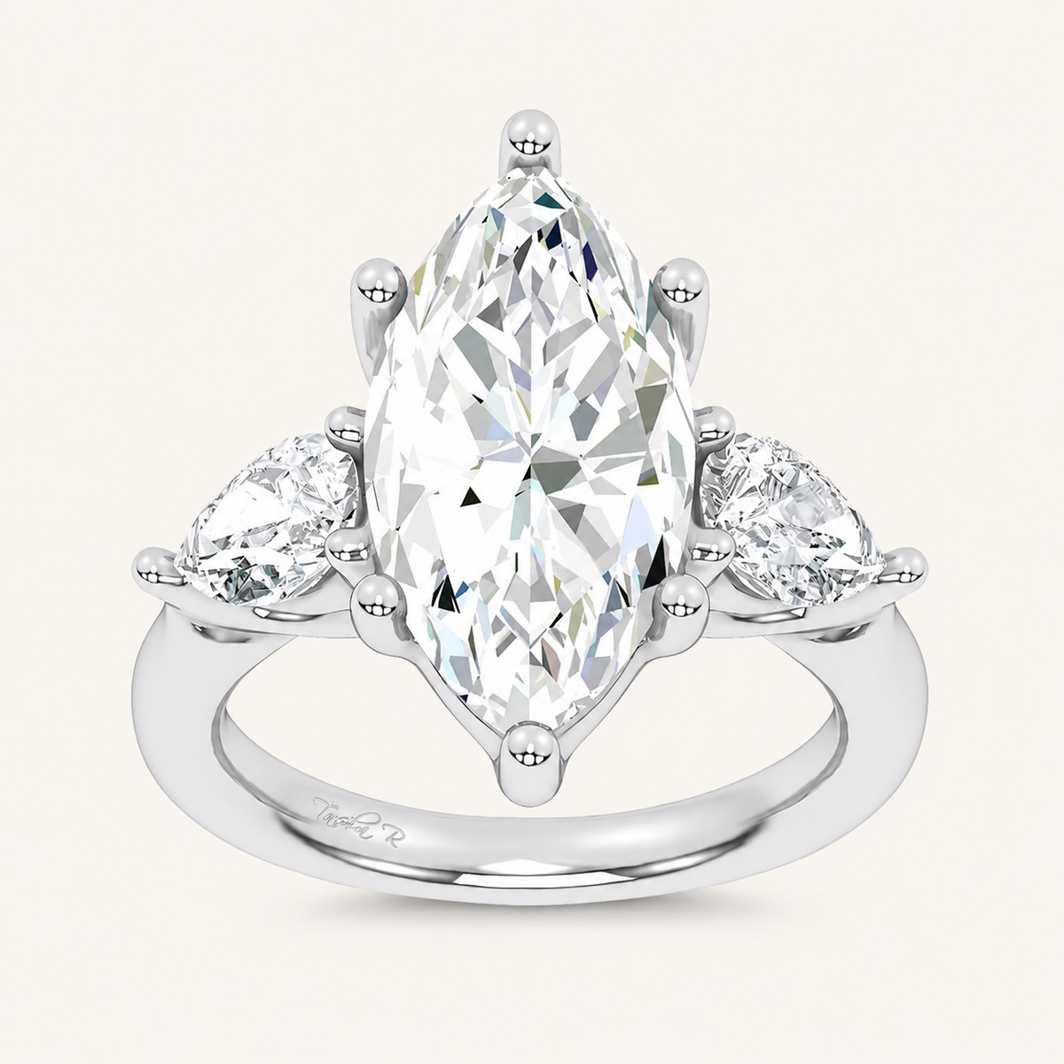 6CT Marquise Cut Certified Lab Grown Diamond Three Stone Ring