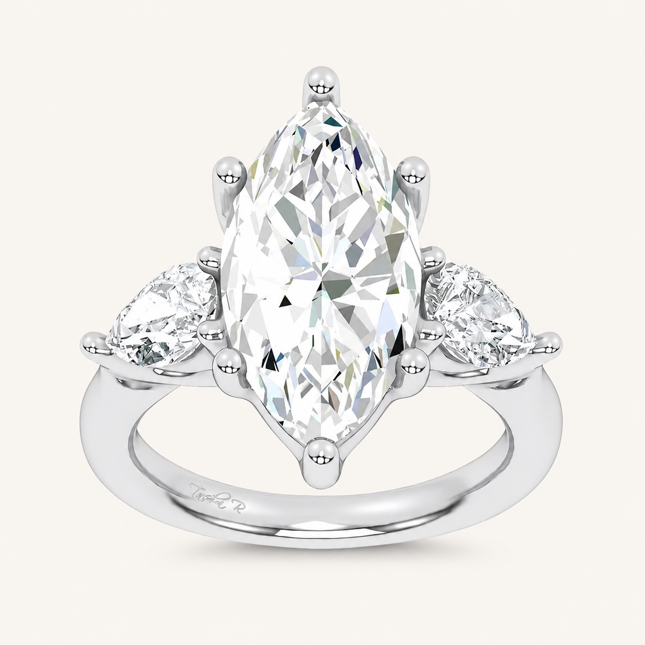 6CT Marquise Cut Certified Lab Grown Diamond Three Stone Ring