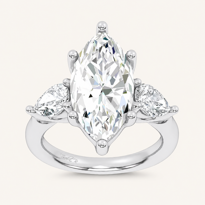 6CT Marquise Cut Certified Lab Grown Diamond Three Stone Ring